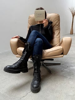 De Sede S 231 Dreh Lounge Kipp Sessel Cremefarben Leder Chrom, Schweiz 1960s