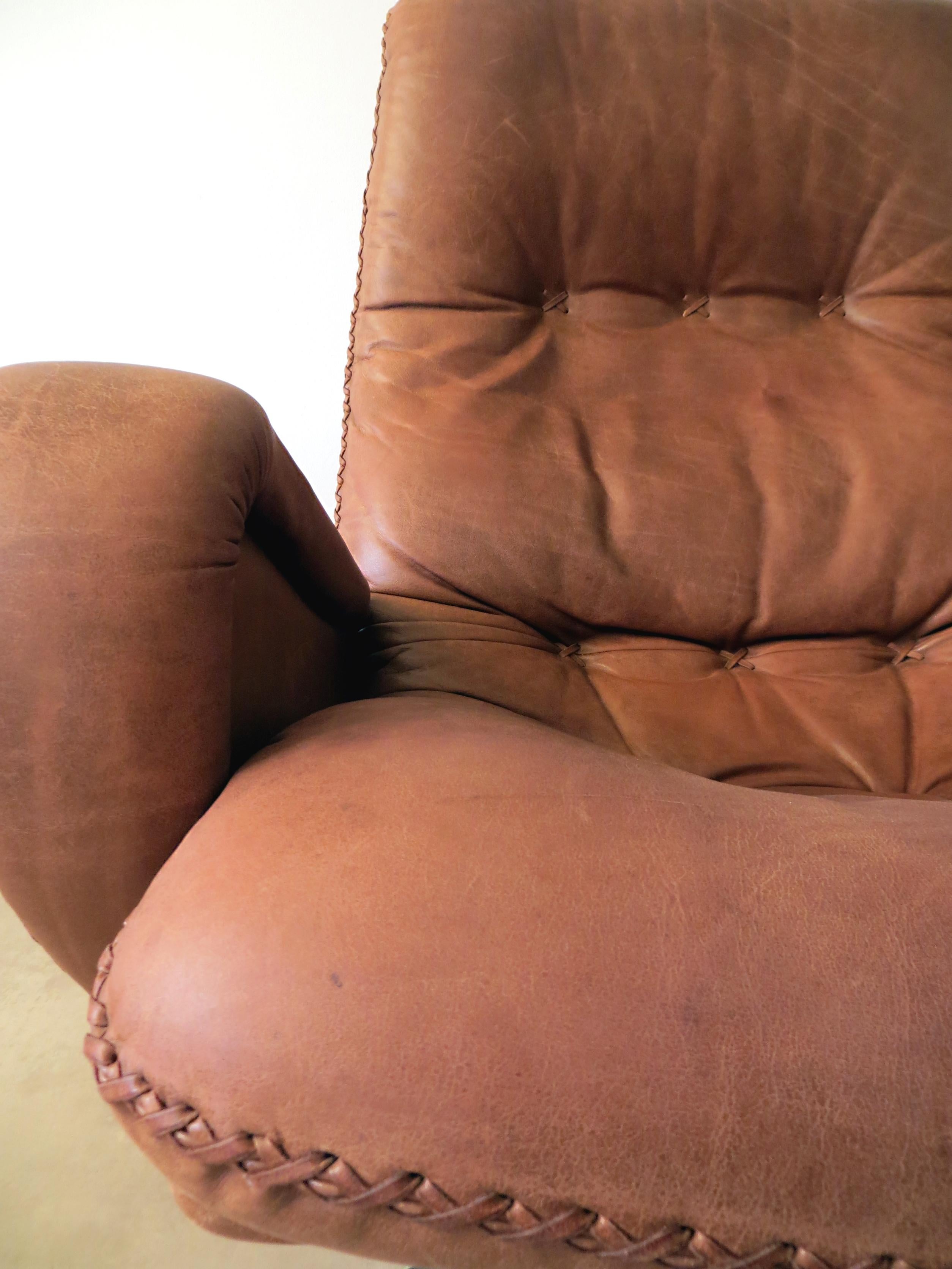 De Sede S 231 James Bond Vintage Chocolate Brown Leather Lounge Swivel Armchair  5