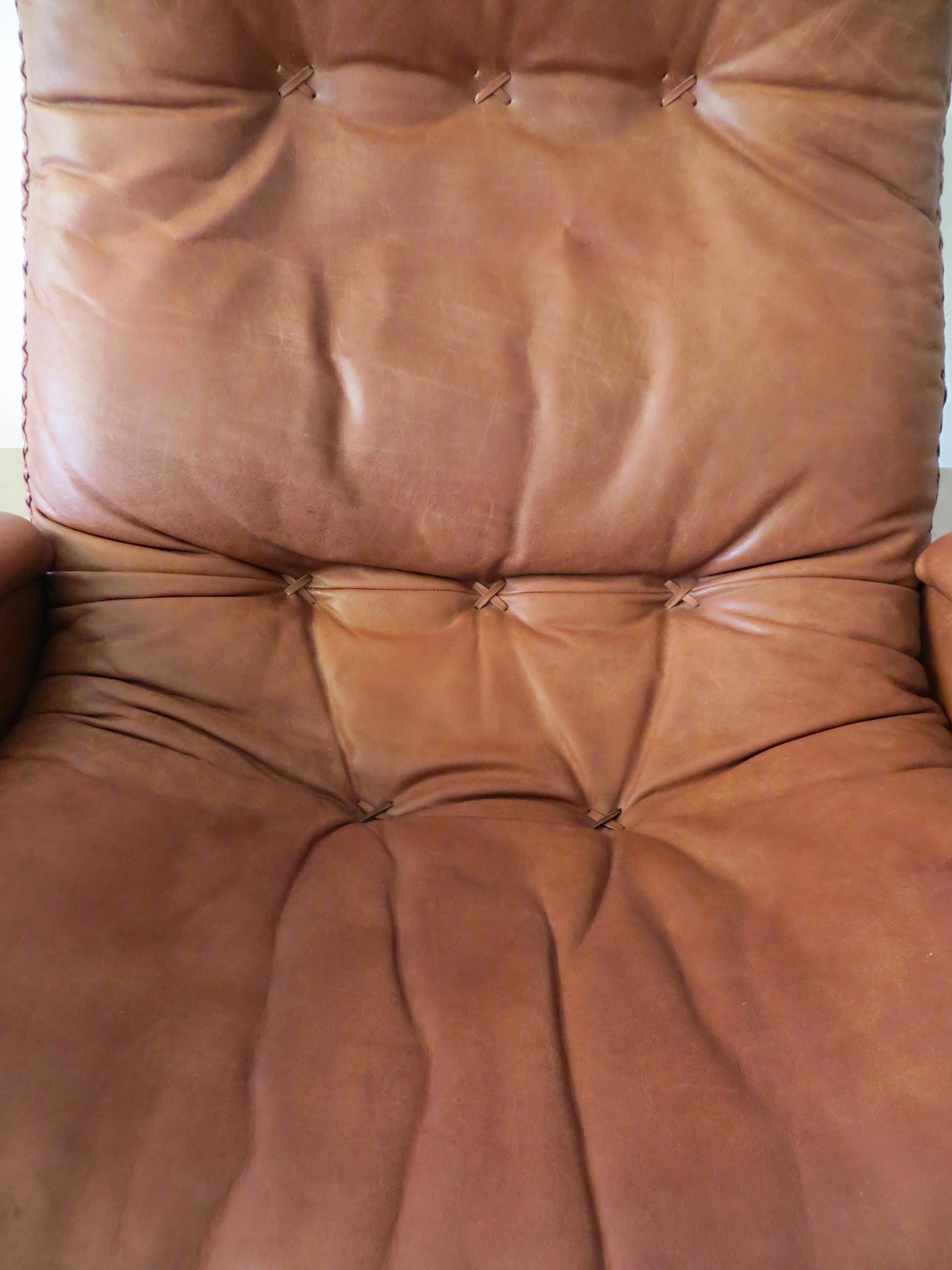 De Sede S 231 James Bond Vintage Chocolate Brown Leather Lounge Swivel Armchair  6