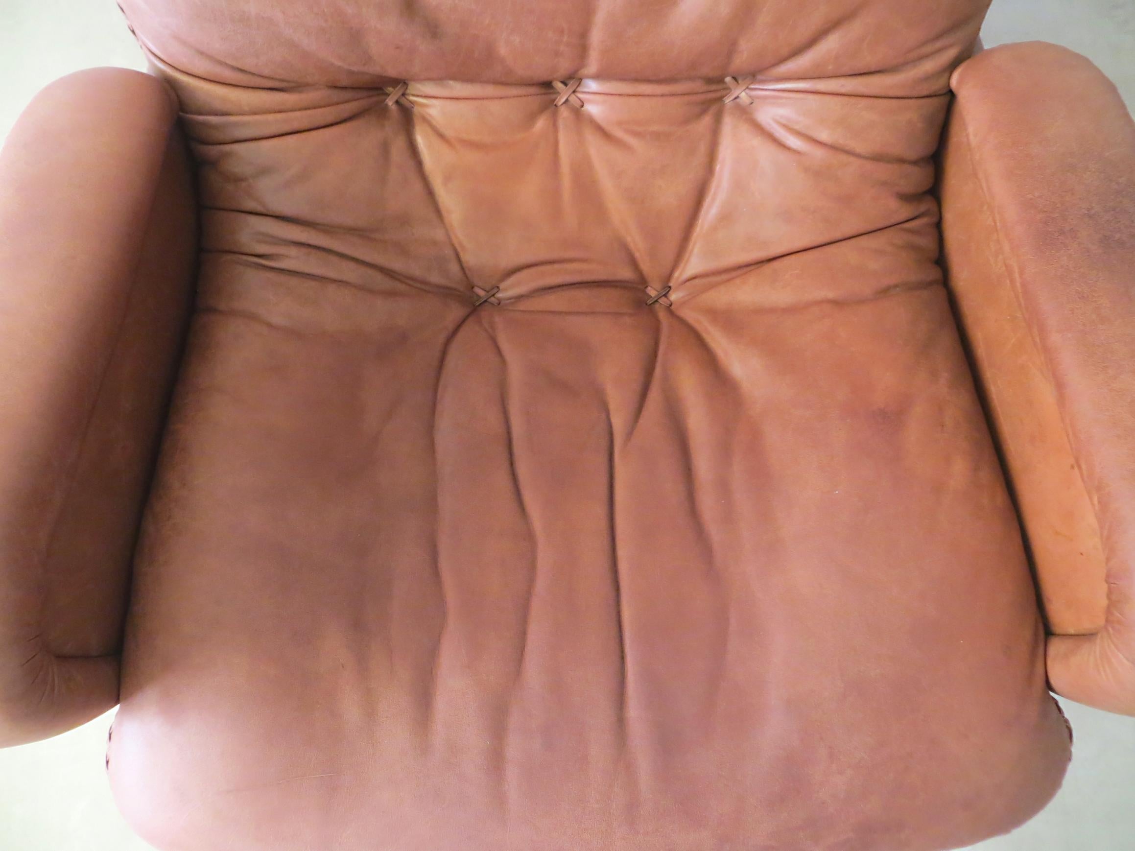 De Sede S 231 James Bond Vintage Chocolate Brown Leather Lounge Swivel Armchair  8