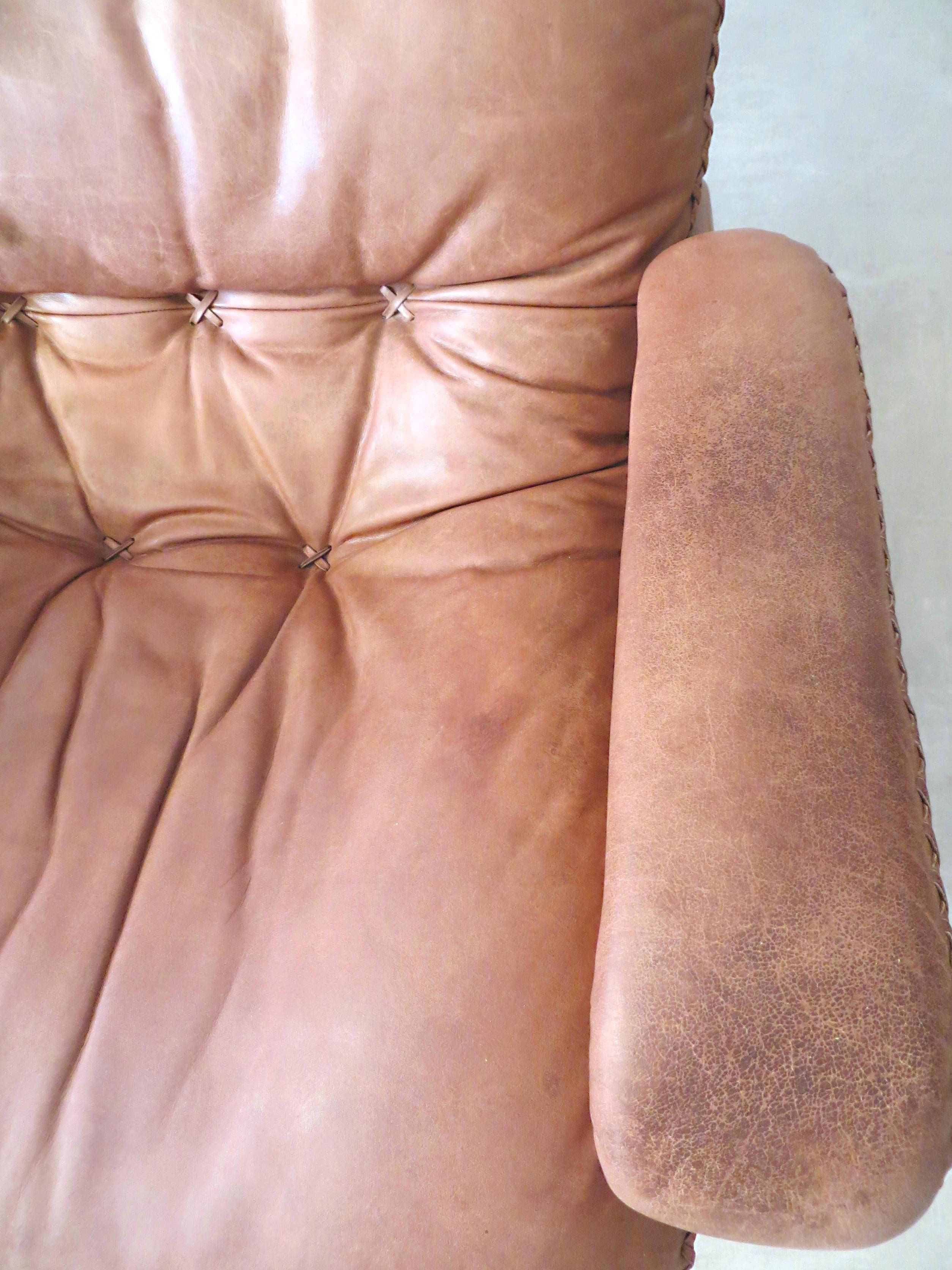 De Sede S 231 James Bond Vintage Chocolate Brown Leather Lounge Swivel Armchair  12