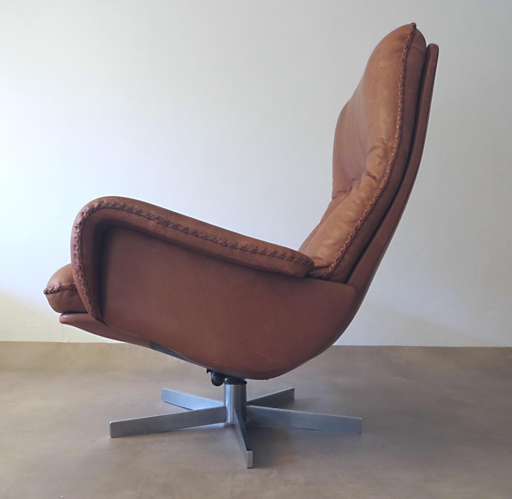 De Sede S 231 James Bond Vintage Chocolate Brown Leather Lounge Swivel Armchair  1