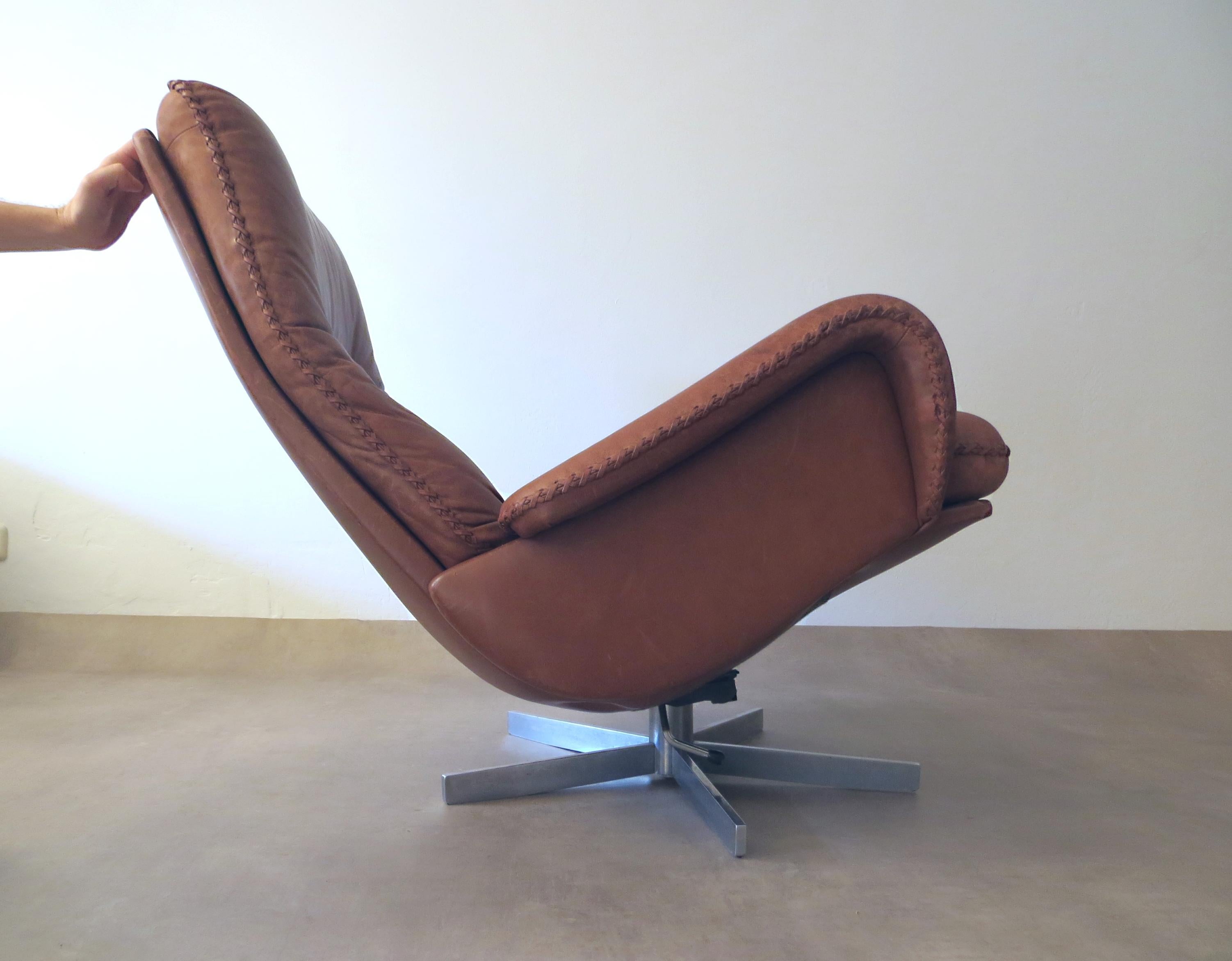De Sede S 231 James Bond Vintage Chocolate Brown Leather Lounge Swivel Armchair  3
