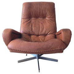 De Sede S 231 James Bond Vintage Chocolate Brown Leather Lounge Swivel Armchair