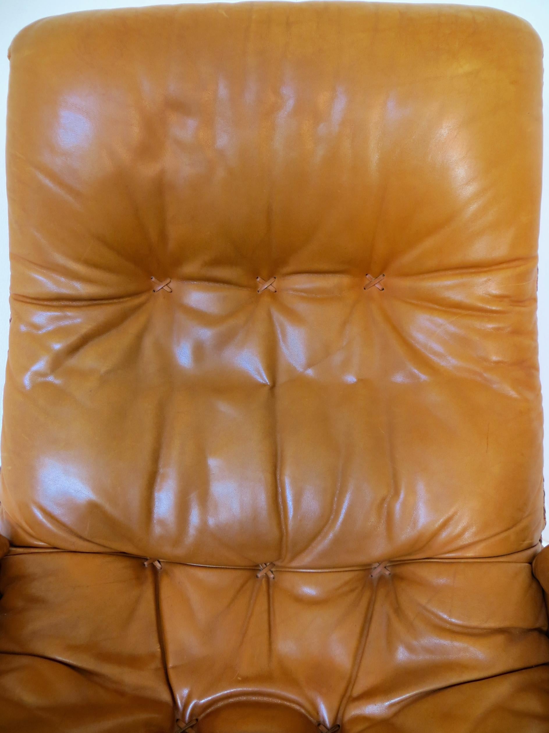 De Sede S-231 James Bond Cognac Brown Leather Lounge Swivel Armchair 1960s 5