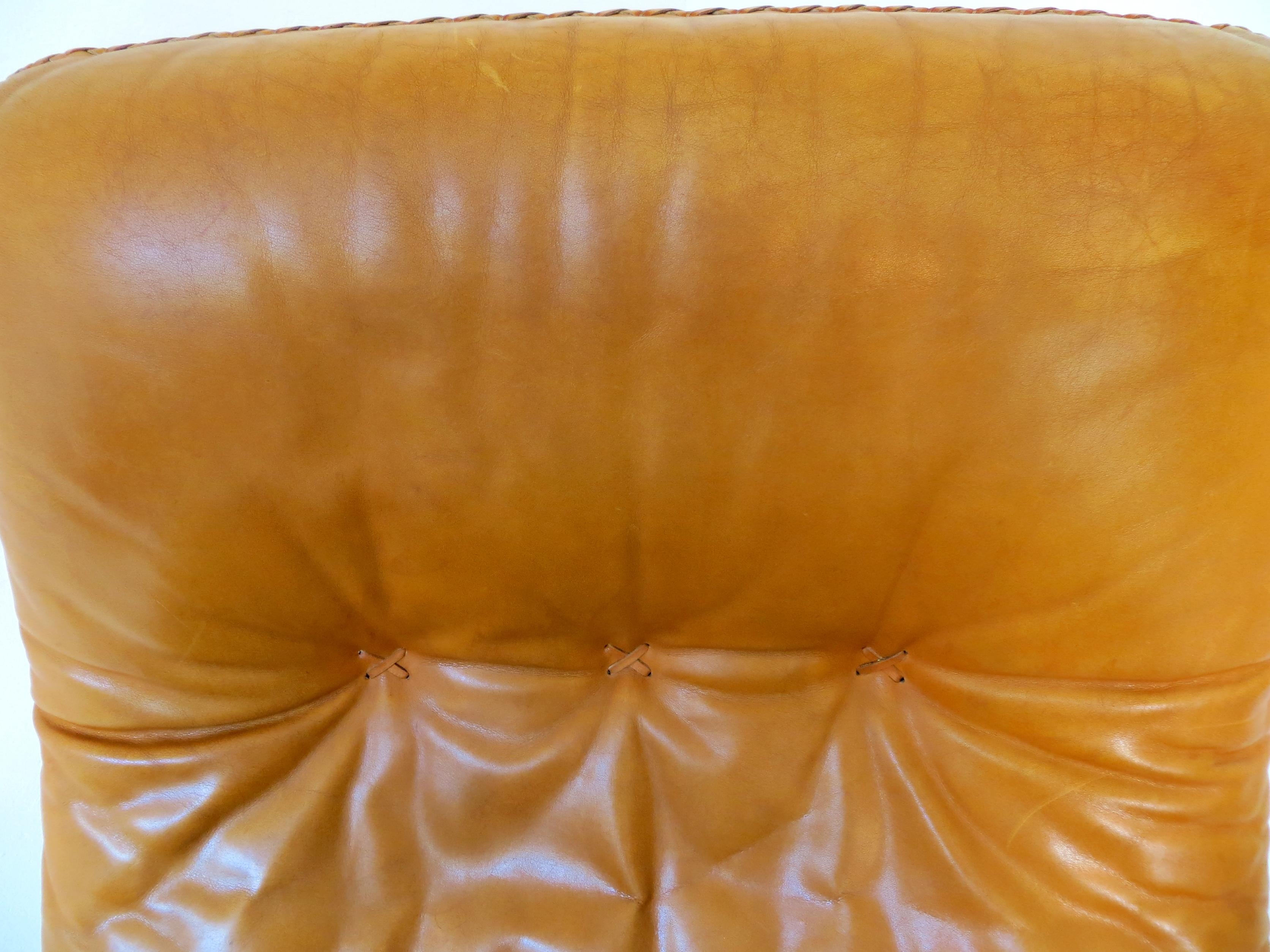 De Sede S-231 James Bond Cognac Brown Leather Lounge Swivel Armchair 1960s 6