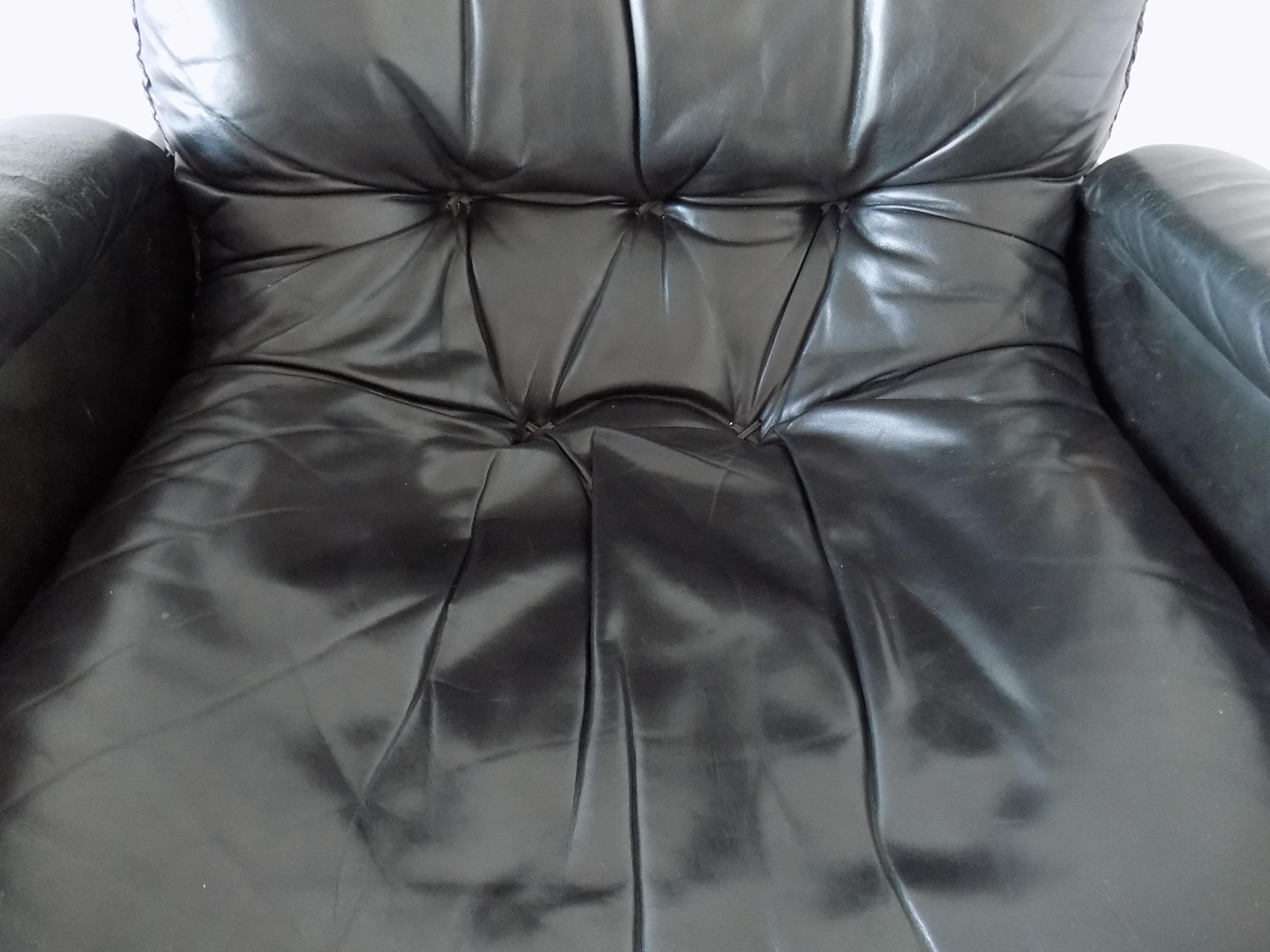 De Sede S231 Lounge Chair, James Bond Chair, Black Leather, mid-century modern For Sale 5