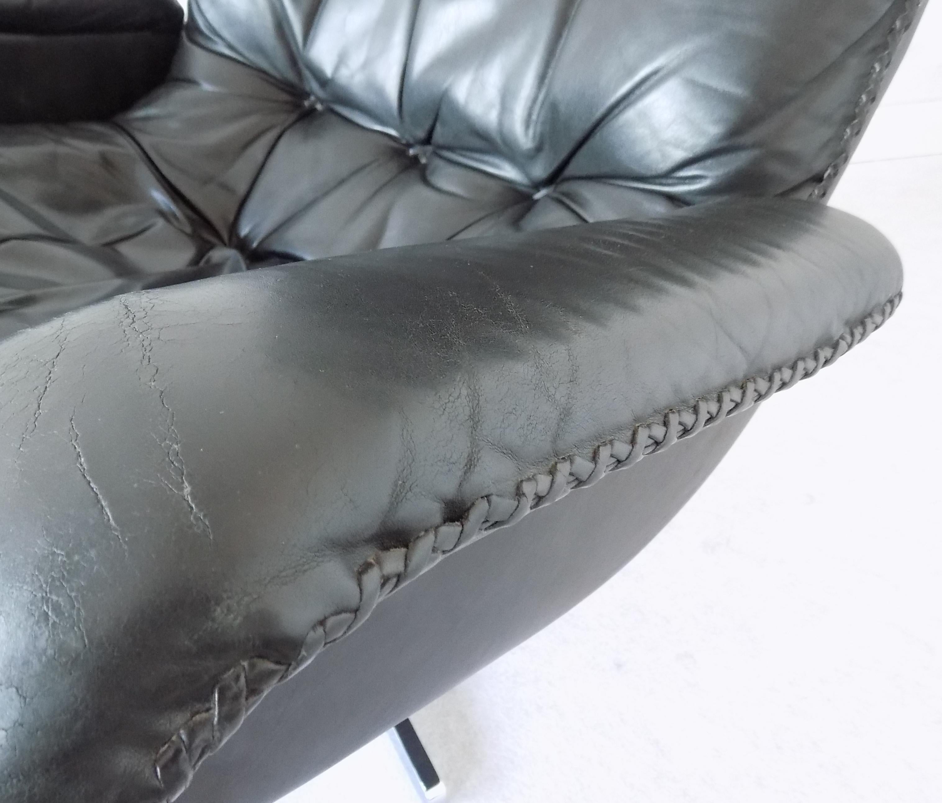 De Sede S231 Lounge Chair, James Bond Chair, Black Leather, mid-century modern For Sale 6