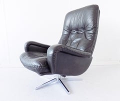 De Sede S231 Lounge Chair, James Bond Chair, Black Leather, mid-century modern