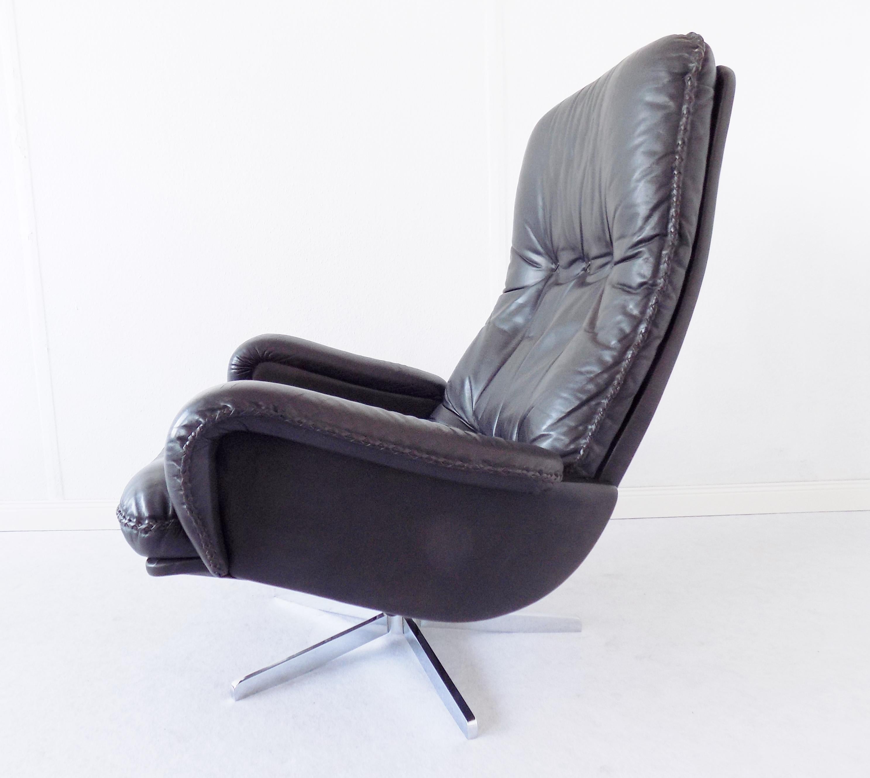 De Sede S231 Lounge Chair, James Bond Chair, Black Leather, mid-century modern In Good Condition For Sale In Ludwigslust, Mecklenburg-Vorpommern