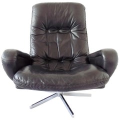 De Sede S231 Lounge Chair, James Bond Chair, Black Leather, mid-century modern