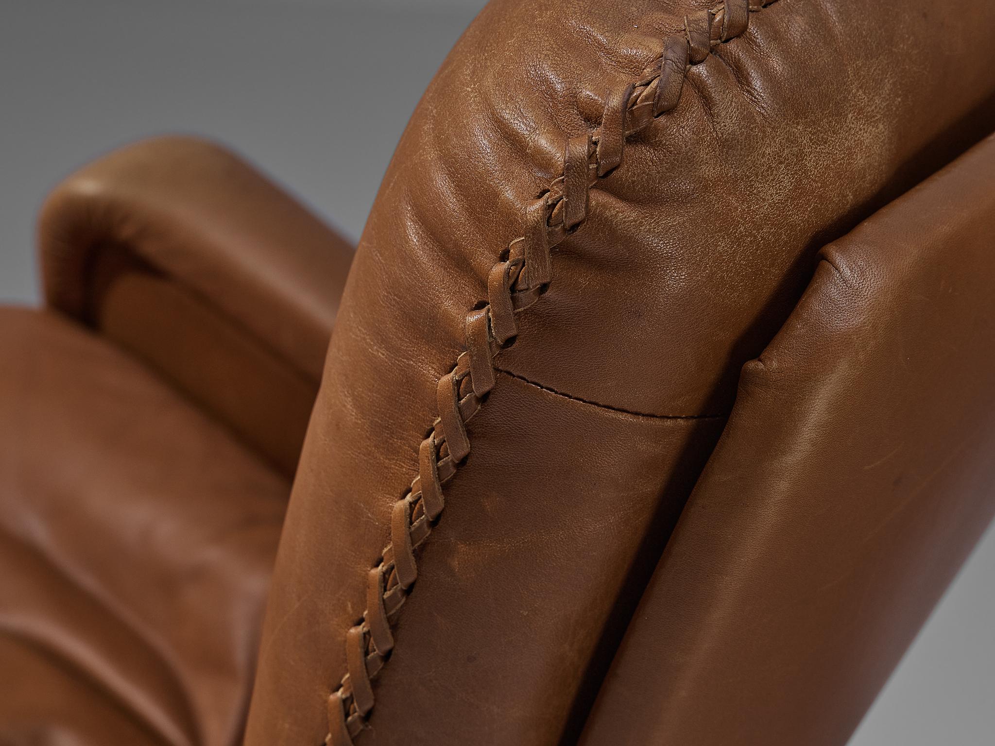 Steel De Sede 'S231' Lounge Chair with Ottoman in Cognac Leather