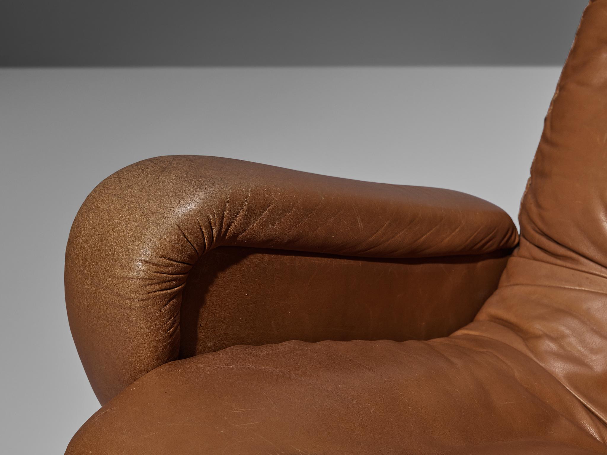 Chaise longue S231 avec pouf en cuir cognac De Sede  en vente 2