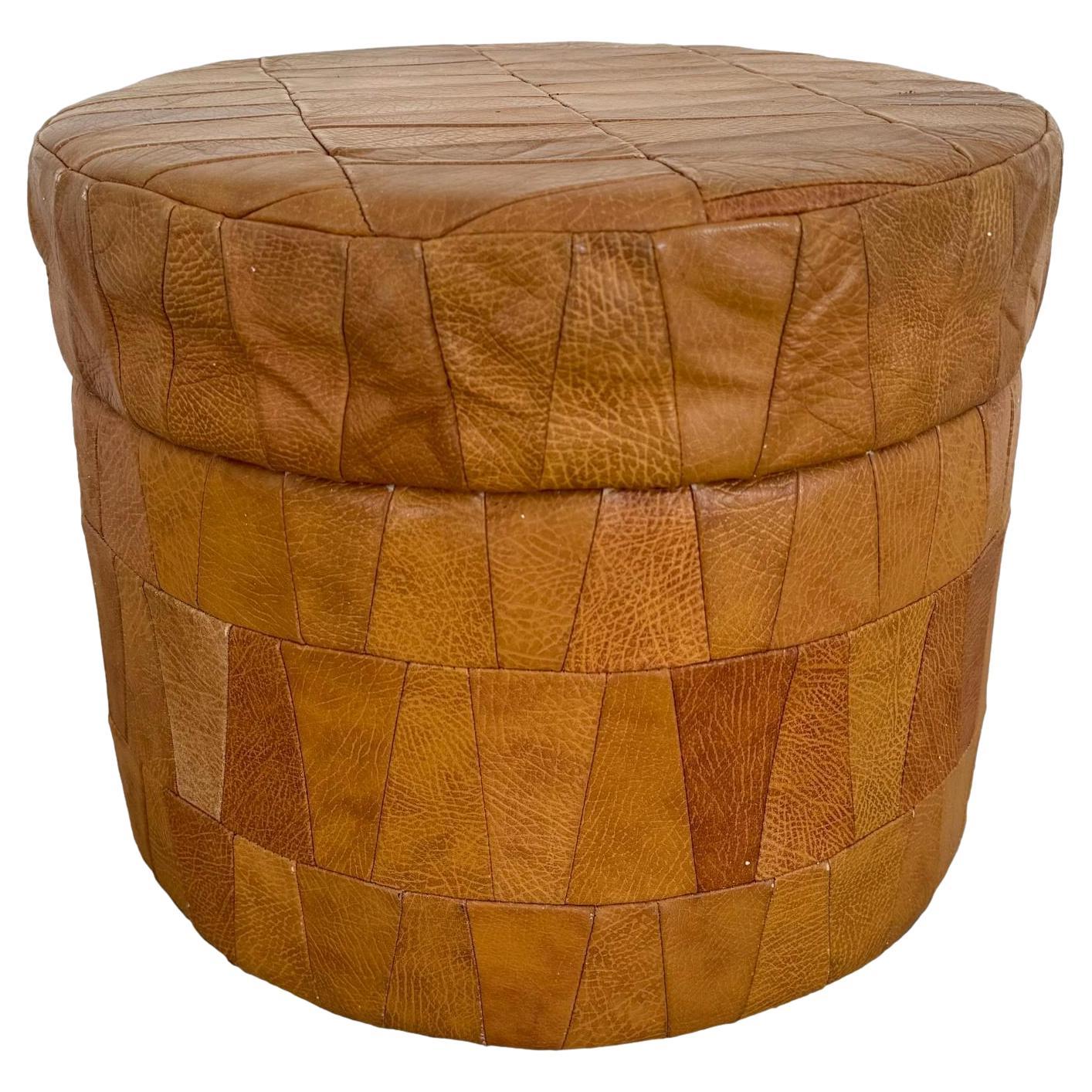 De Sede Saddle Leather Patchwork Storage Ottoman, 1970s Switzerland For Sale