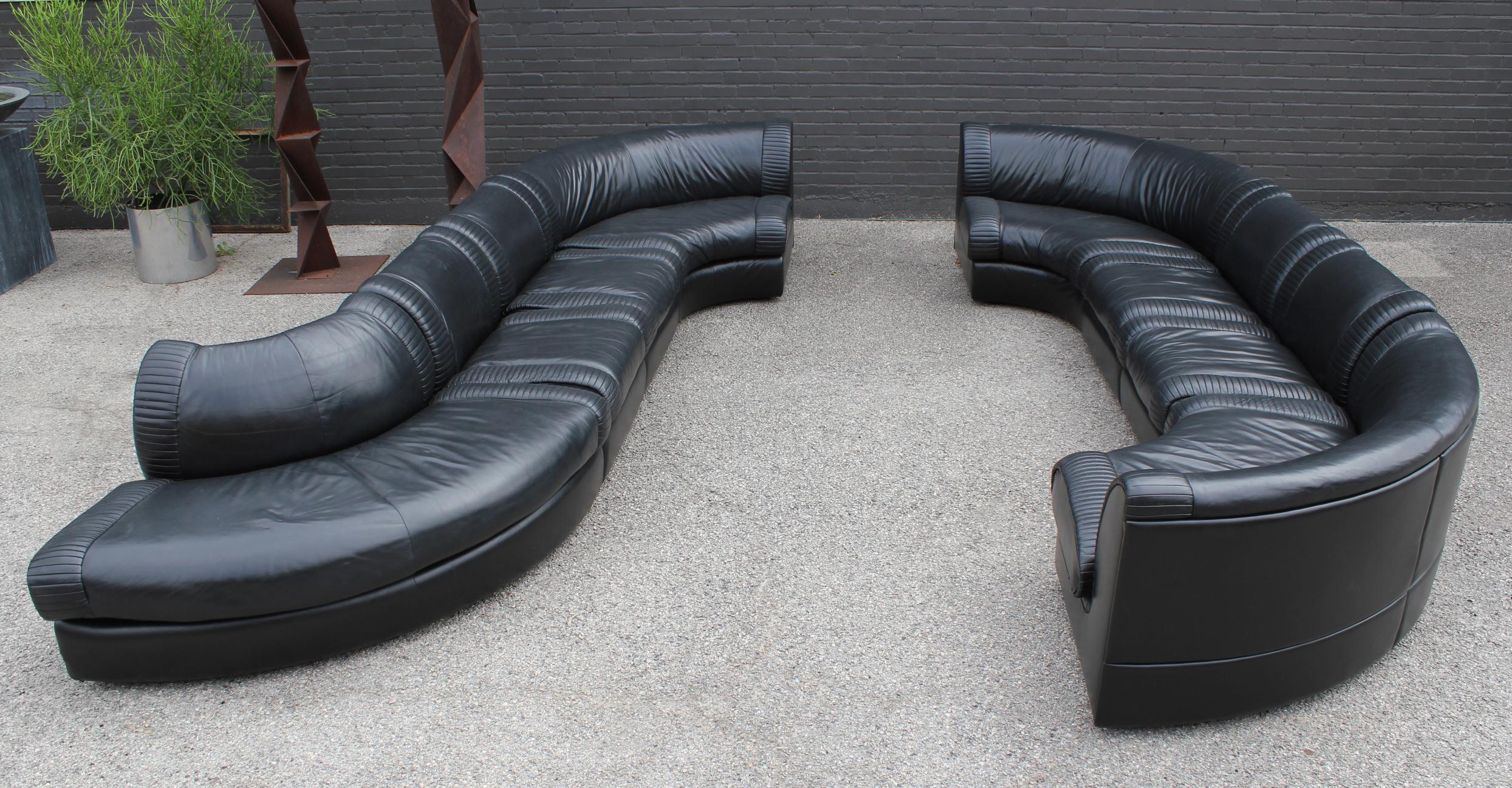 De Sede Sectional Sofa Black Leather 8 Modular Sections from Switzerland, 1970s 10