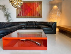 De Sede Sectional Sofa Black Leather 8 Modular Sections from Switzerland, 1970s