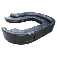 De Sede Sectional Sofa Black Leather 8 Modular Sections from Switzerland, 1970s