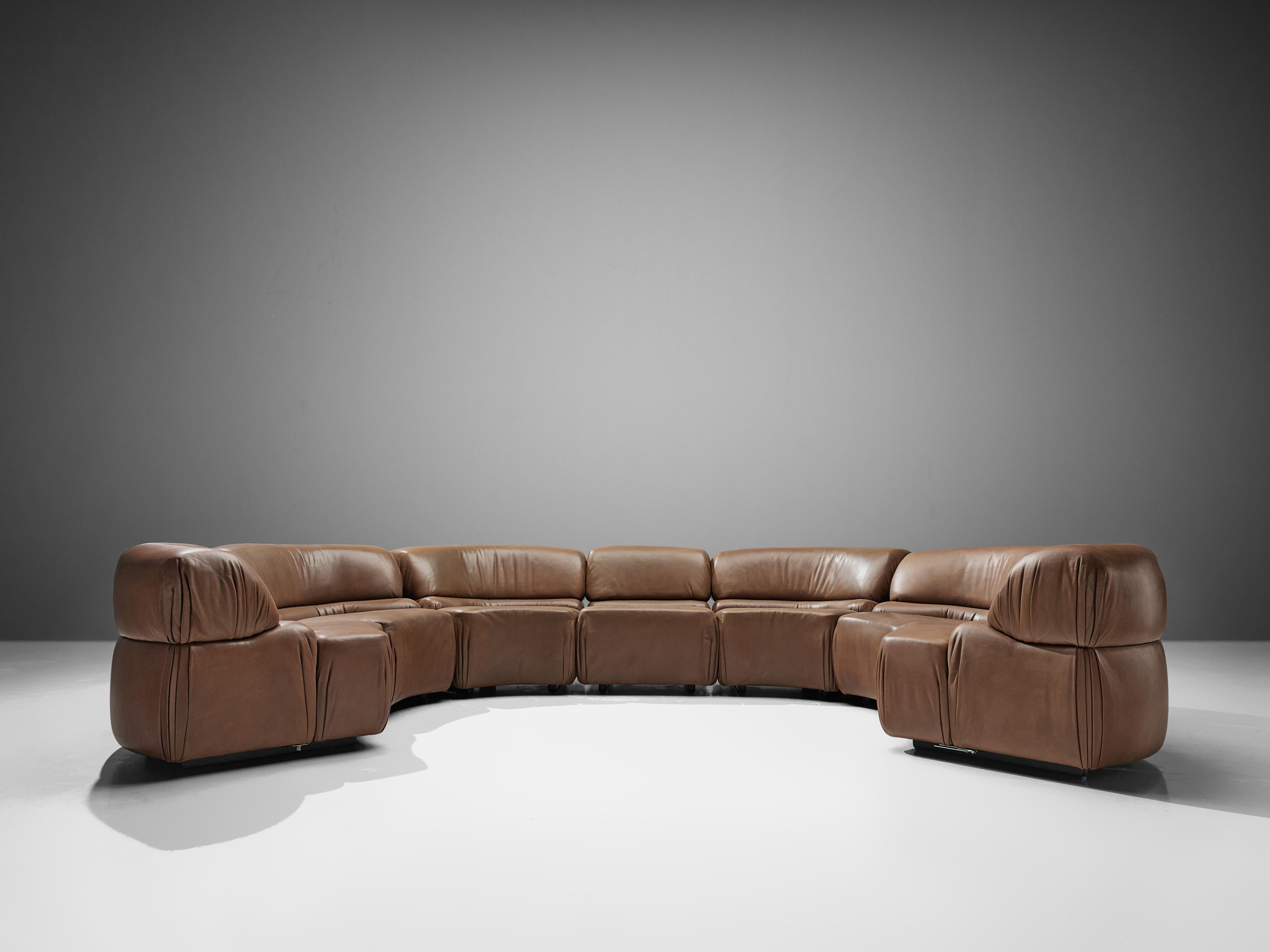 Swiss De Sede Sectional Sofa 'Cosmos' in Brown Leather