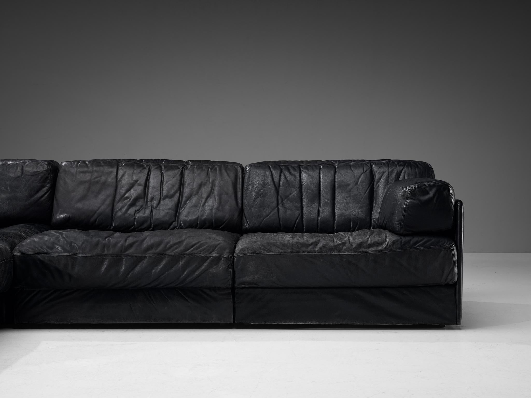 Late 20th Century De Sede Sectional Sofa ‘DS-76’ in Black Leather  For Sale