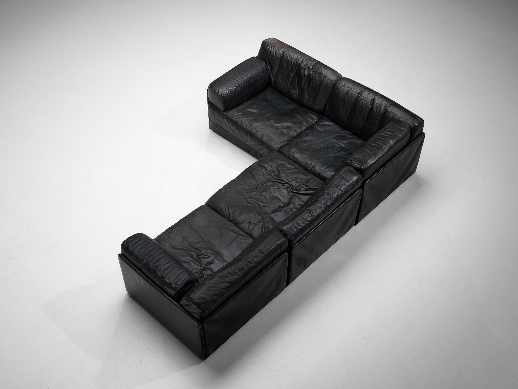 De Sede Sectional Sofa ‘DS-76’ in Black Leather  For Sale 2