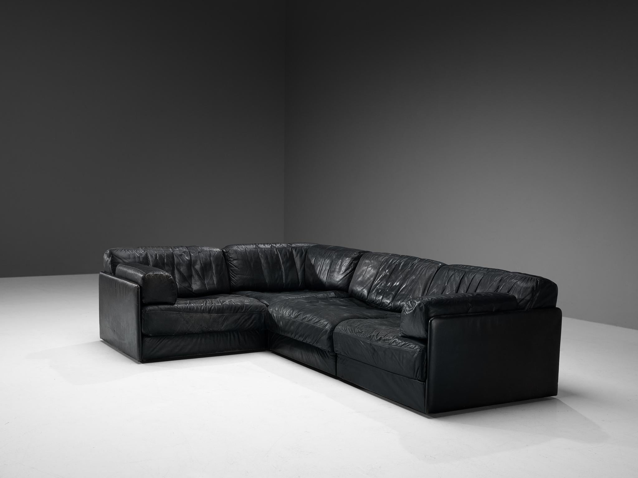 De Sede Sectional Sofa ‘DS-76’ in Black Leather  For Sale 3
