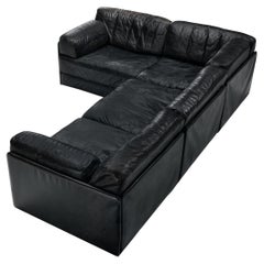 De Sede Sectional Sofa ‘DS-76��’ in Black Leather 