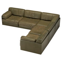 De Sede Sectional Sofa ‘DS-76’ in Olive Green Leather
