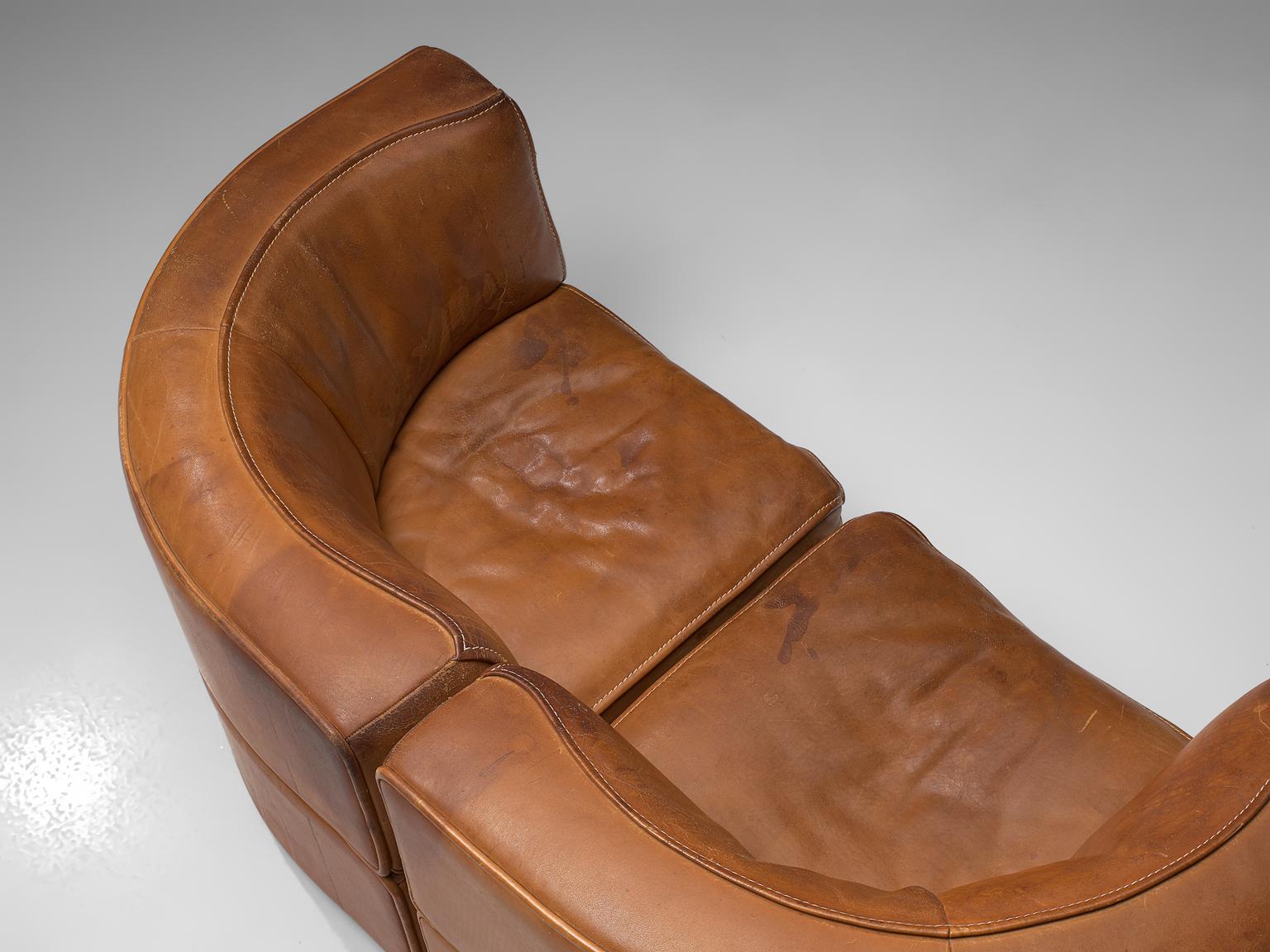 Swiss De Sede Sectional Sofa Elements Model DS-15 in Cognac Leather