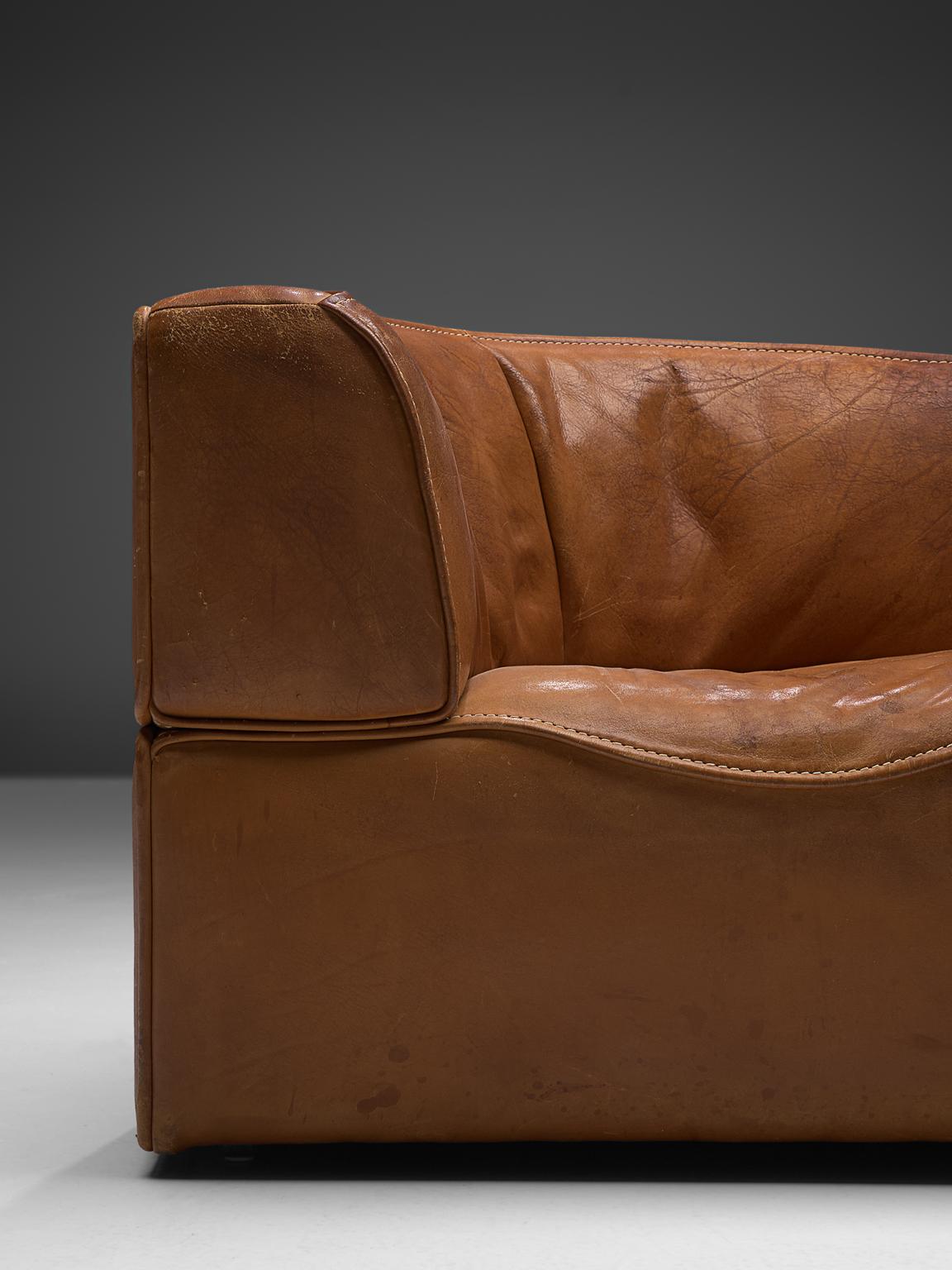 De Sede Sectional Sofa Elements Model DS-15 in Cognac Leather In Good Condition In Waalwijk, NL