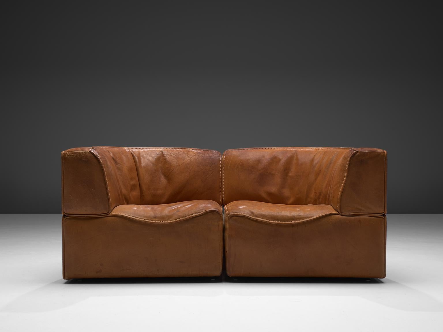 De Sede Sectional Sofa Elements Model DS-15 in Cognac Leather 1