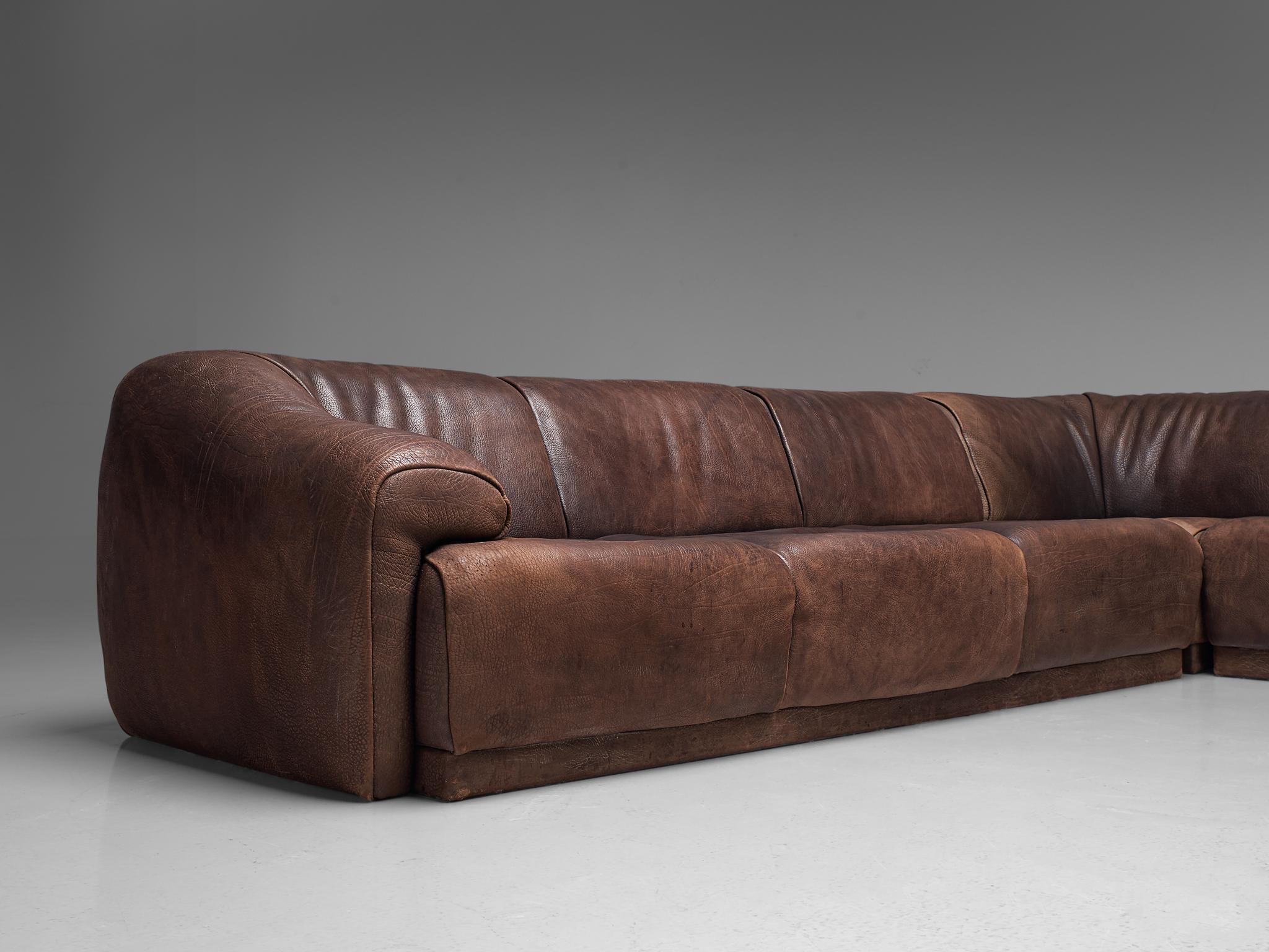 De Sede Sectional Sofa in Dark Brown Buffalo Leather 1