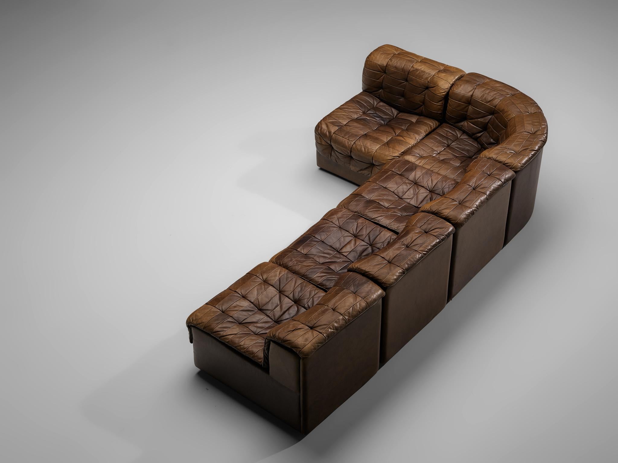 De Sede Sectional Sofa in Tufted Brown Leather 4