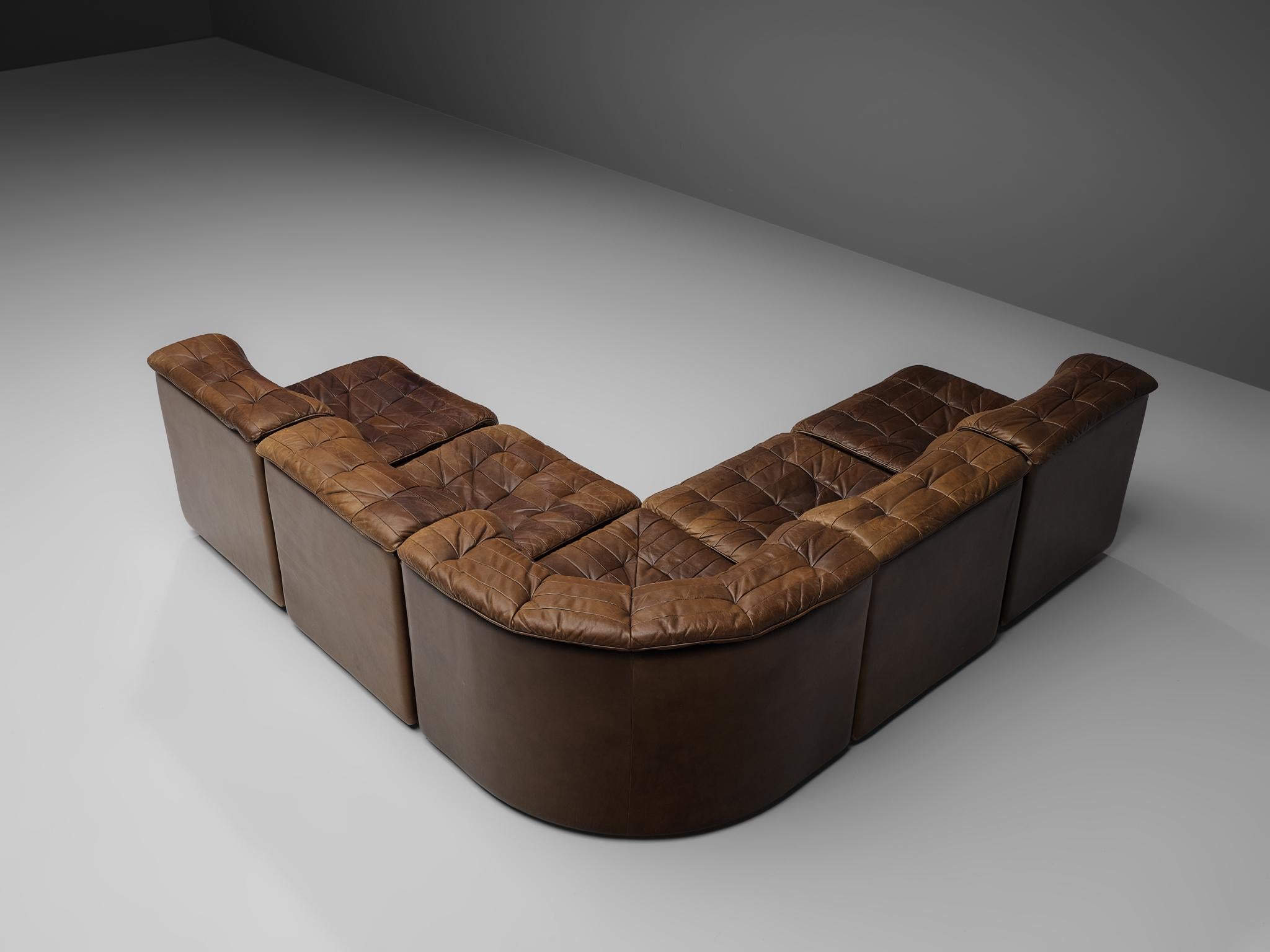 De Sede Sectional Sofa in Tufted Brown Leather 7