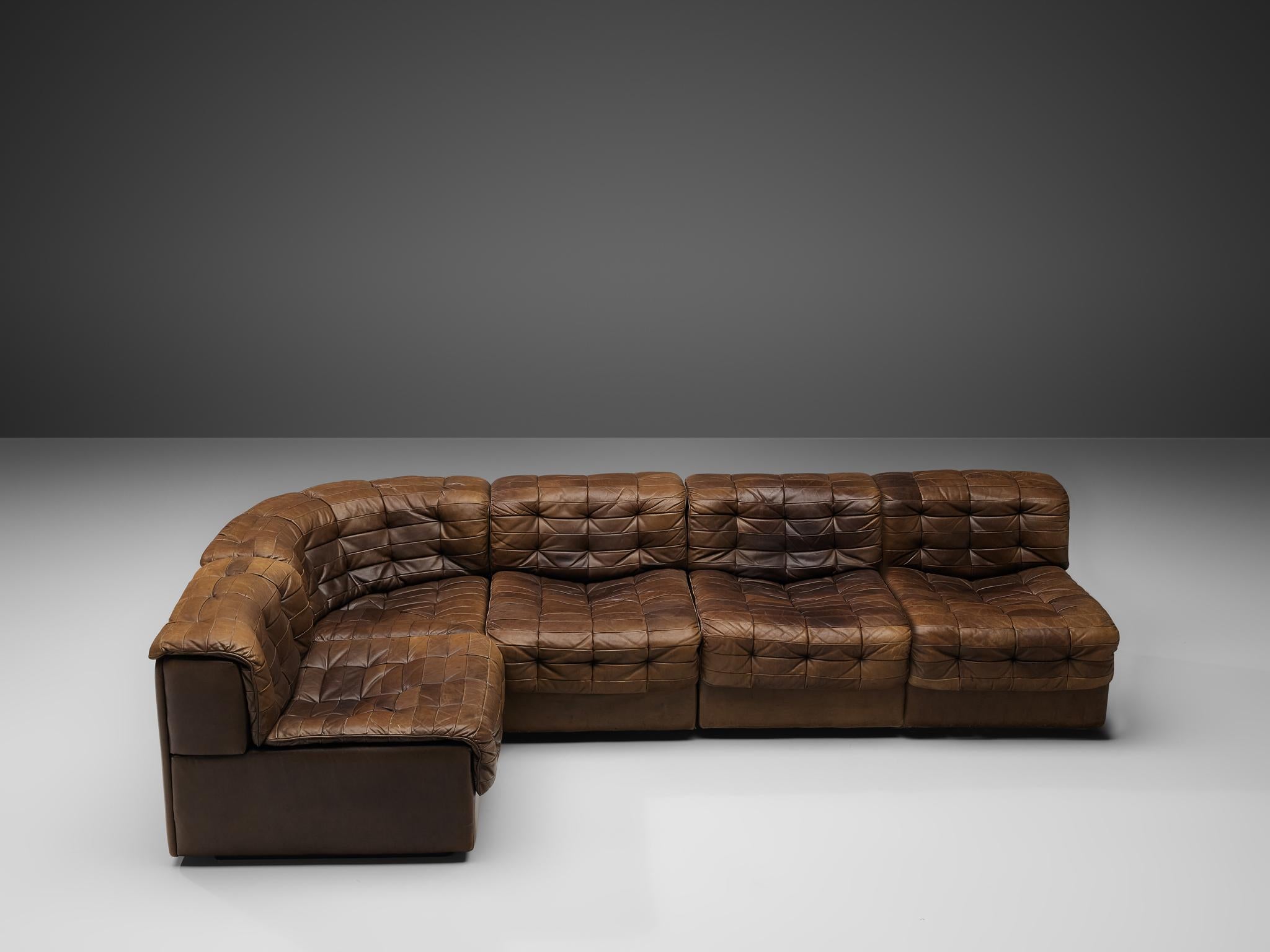 De Sede Sectional Sofa in Tufted Brown Leather 1