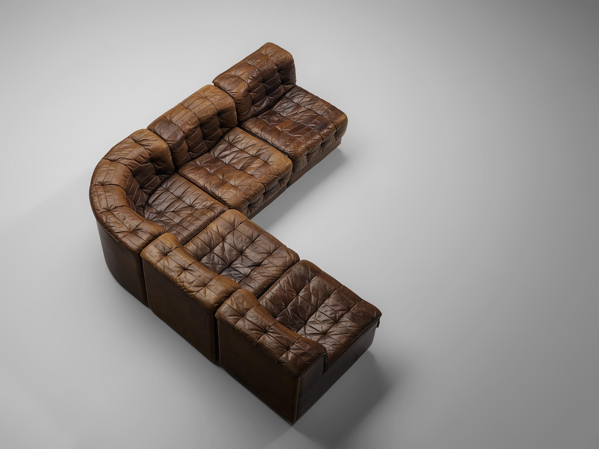 De Sede Sectional Sofa in Tufted Brown Leather 2