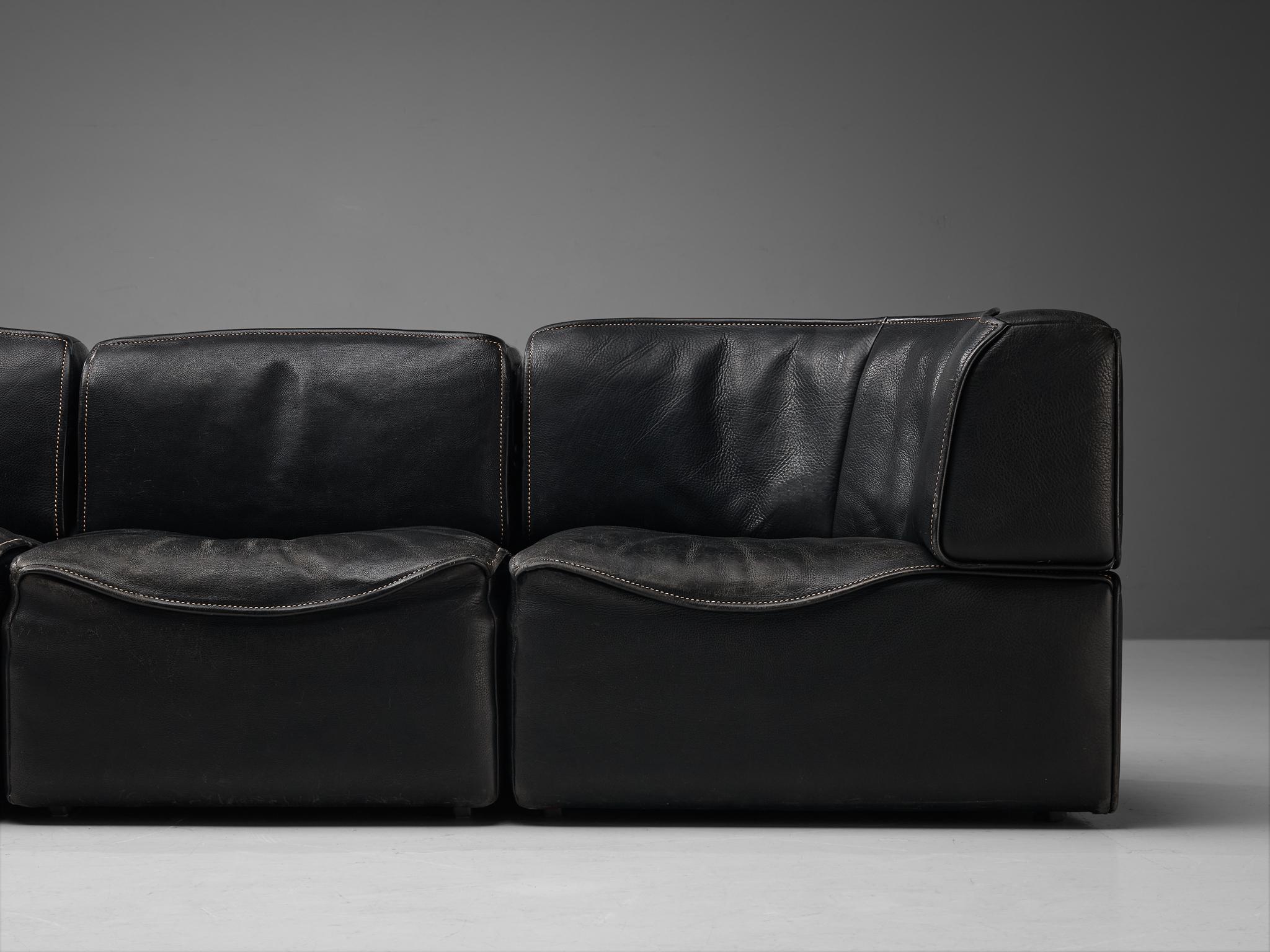 De Sede Sectional Sofa Model ‘DS-15’ in Patinated Leather 4