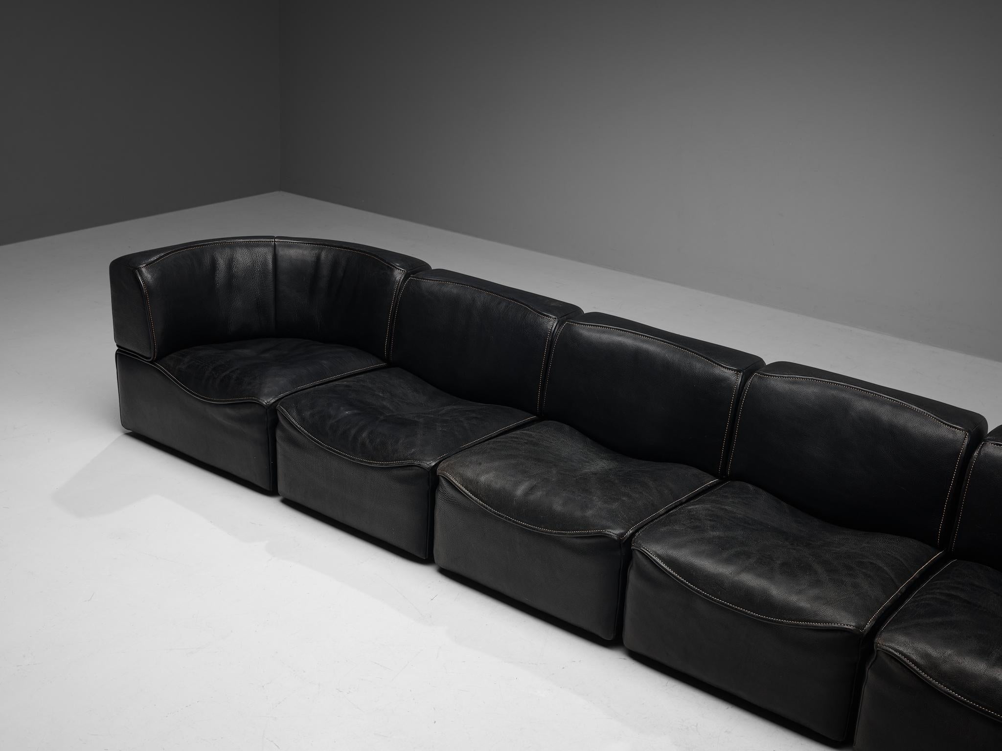 De Sede Sectional Sofa Model ‘DS-15’ in Patinated Leather 5