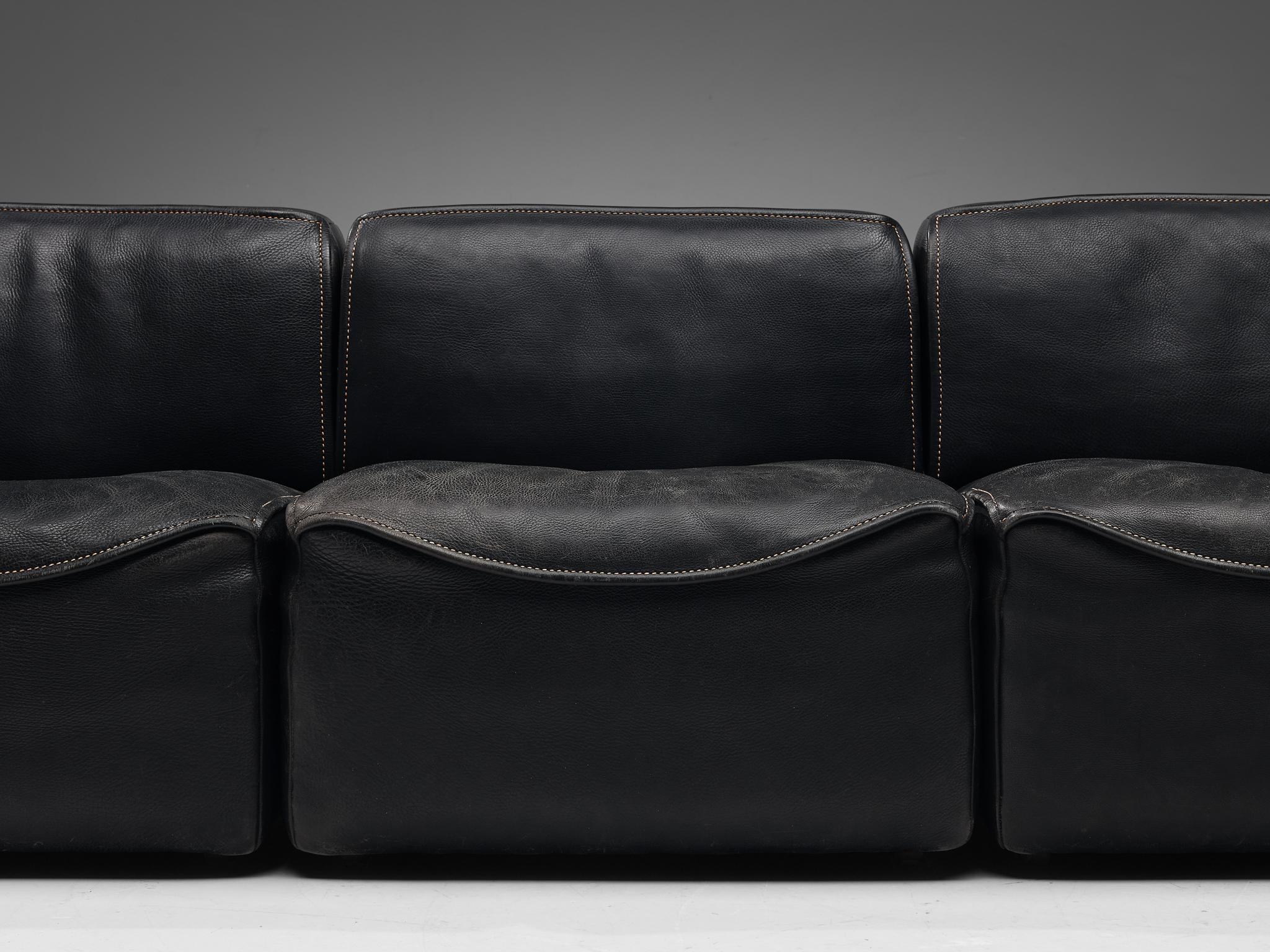 Swiss De Sede Sectional Sofa Model ‘DS-15’ in Patinated Leather