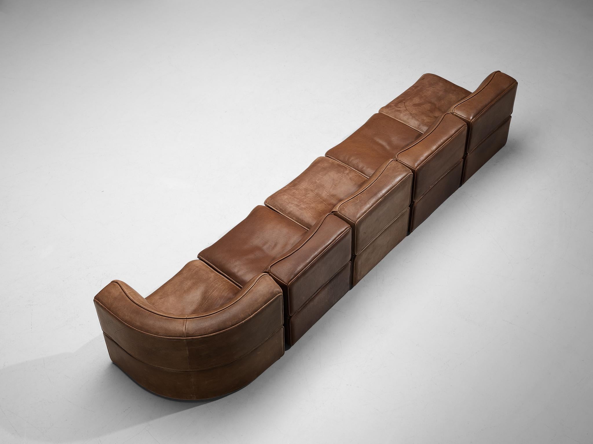 De Sede Sectional Sofa Model ‘DS-15’ in Patinated Leather 1