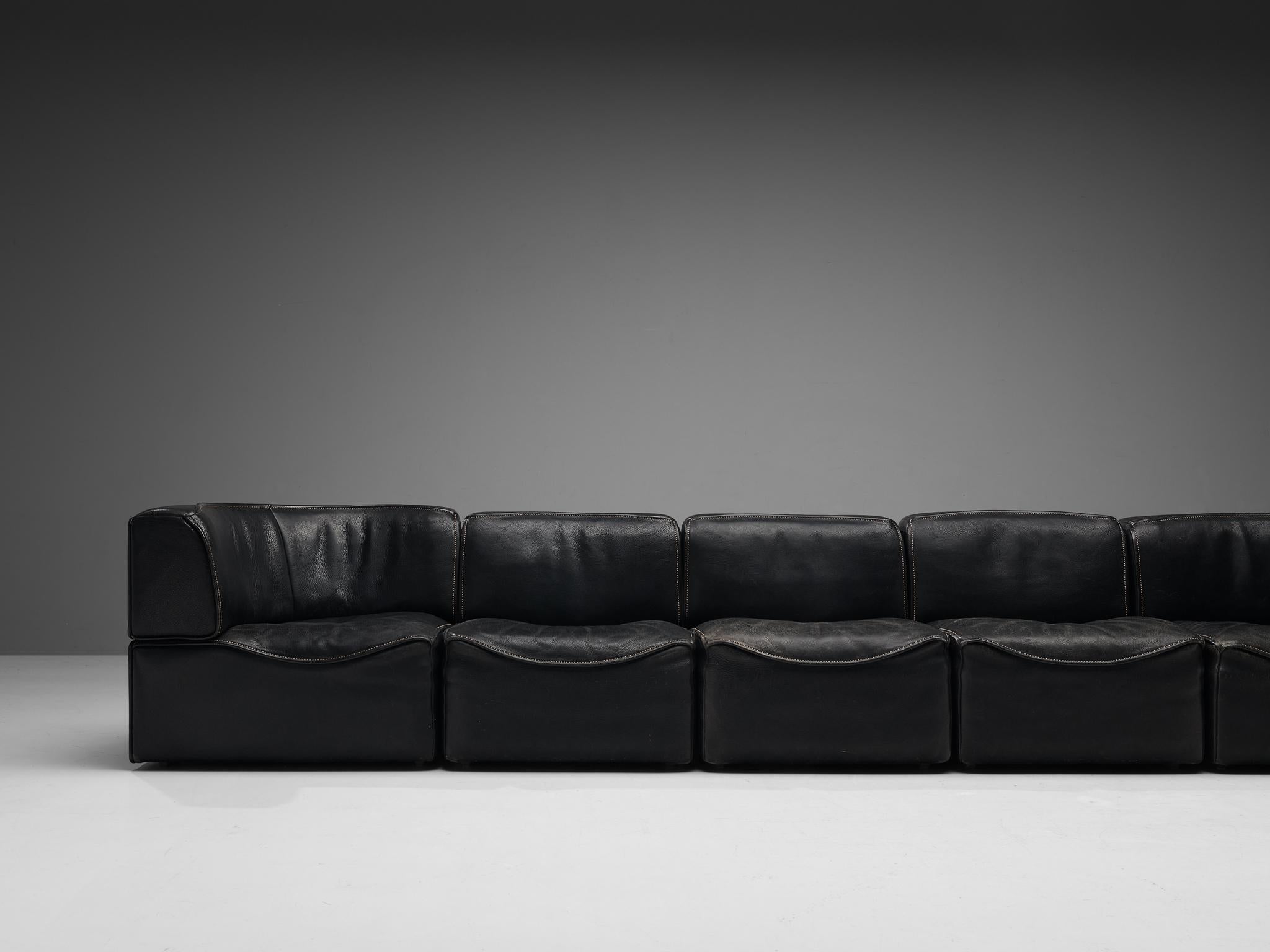 De Sede Sectional Sofa Model ‘DS-15’ in Patinated Leather 1