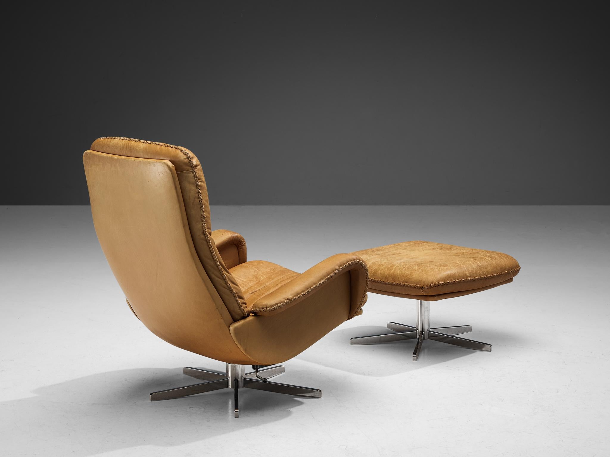 Mid-20th Century De Sede Set of 'S231' Lounge Chair and Ottoman in Camel Leather