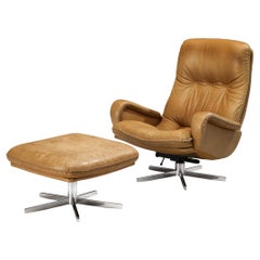 De Sede Set of 'S231' Lounge Chair and Ottoman in Camel Leather