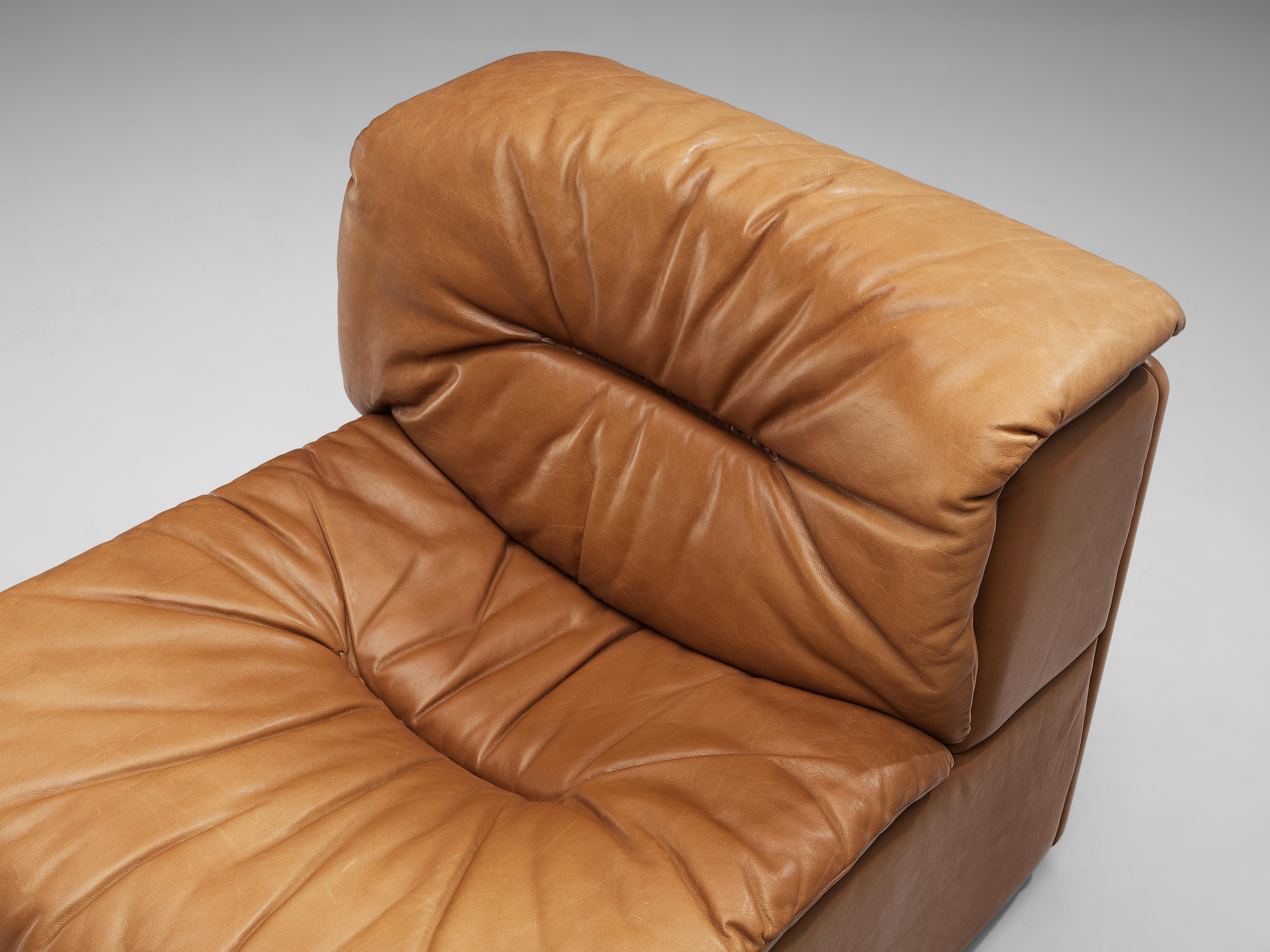 Late 20th Century De Sede 'DS-14' Settee and Ottoman in Cognac Leather For Sale
