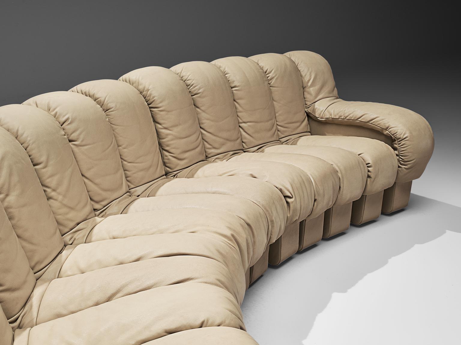 Swiss De Sede 'Snake' DS-600 Non Stop Sofa in Sand Leather