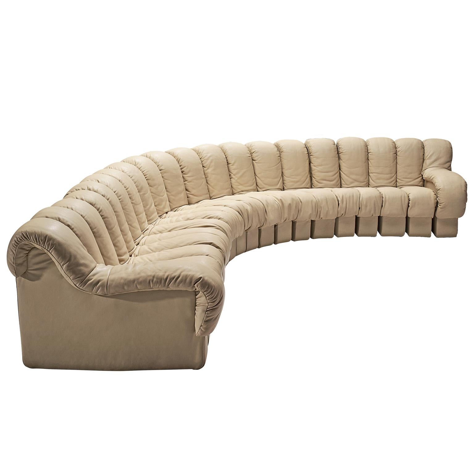 De Sede 'Snake' DS-600 Non Stop Sofa in Sand Leather
