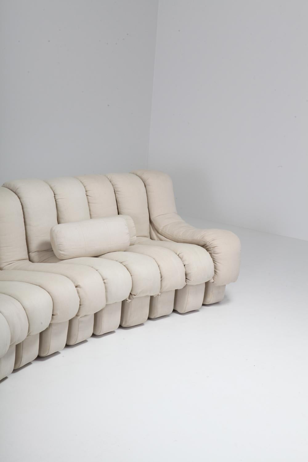 Européen De Sede 'Snake' DS 600 Sectional Beige Linnen Non Stop Sofa