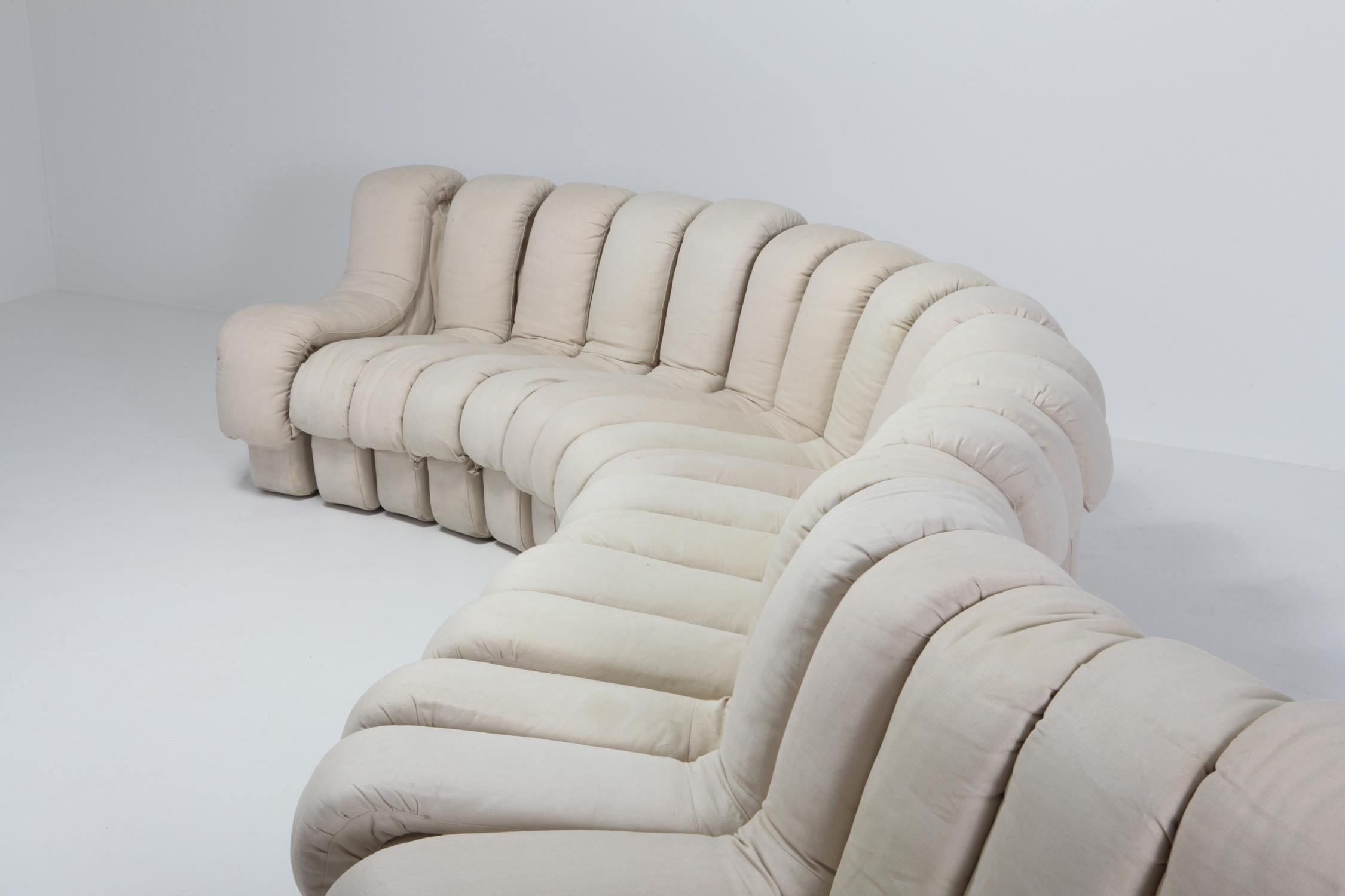 Cotton De Sede 'Snake' DS 600 Sectional Beige Linnen Non Stop Sofa