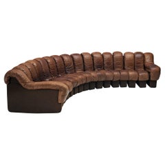 De Sede DS-600 'Snake' Sectional Sofa in Brown Leather