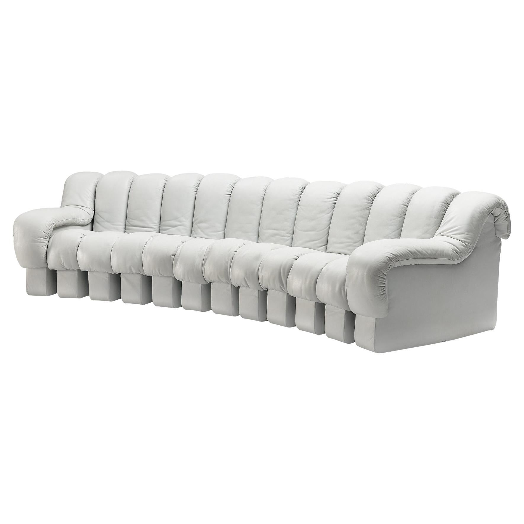 De Sede DS-600 'Snake' Sectional Sofa in Light Grey Leather