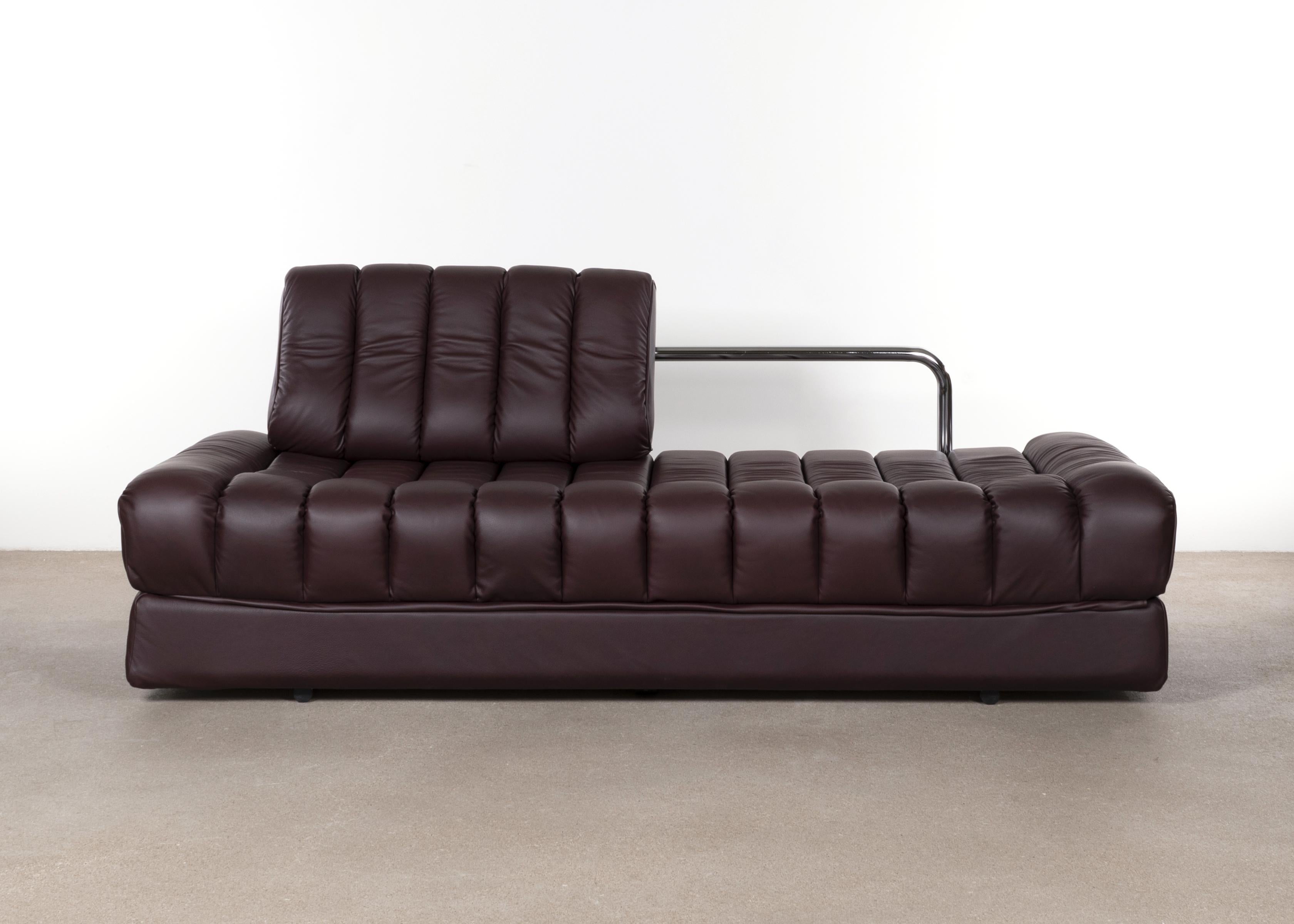 Mid-Century Modern De Sede Sofa, Daybed and Loveseat DS85 in Aubergine Brown Leather, Switzerland